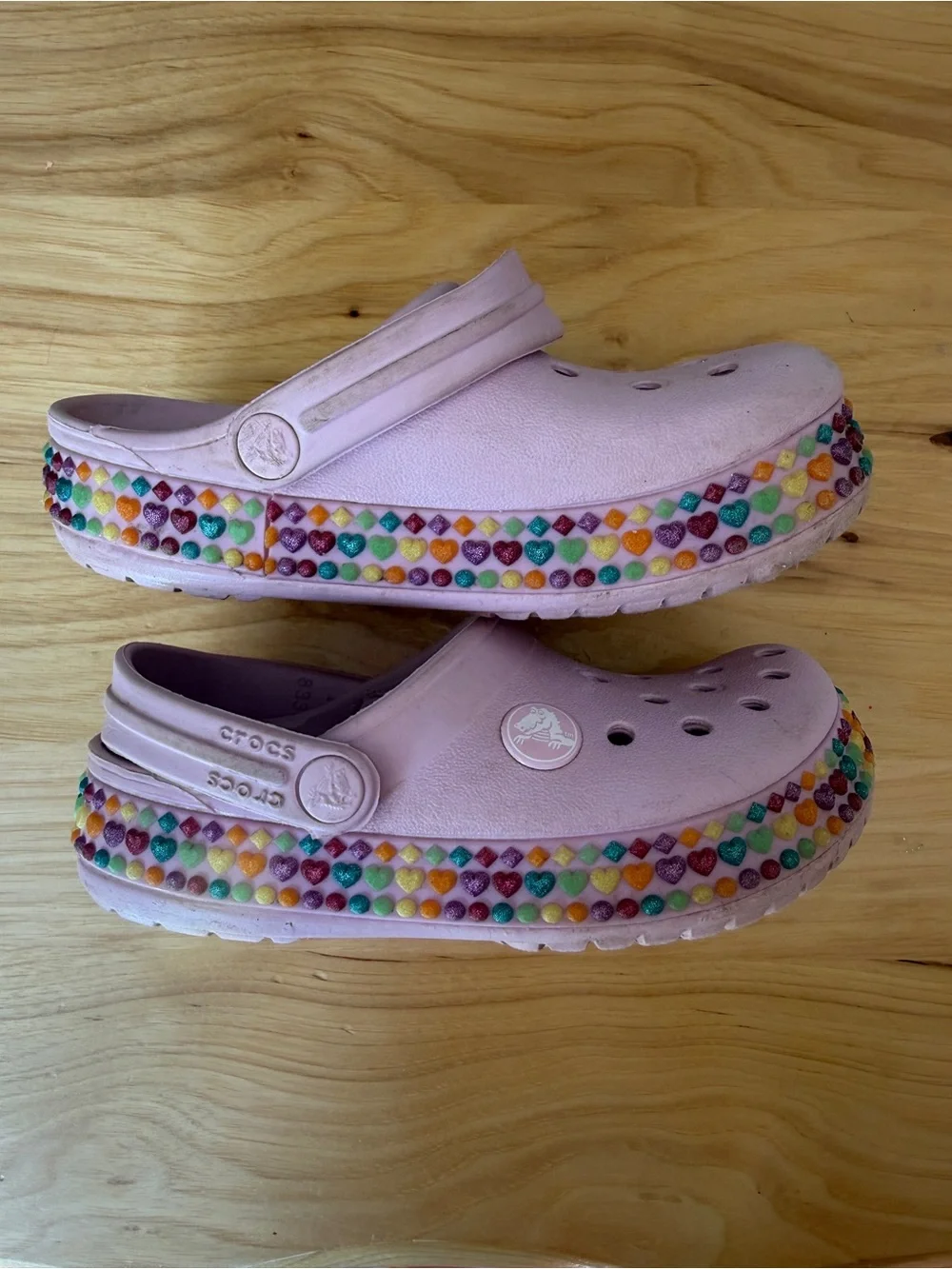 Toddler Girl Crocs with Rainbow Trim